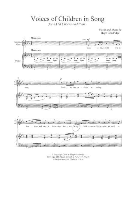 Voices Of Children In Song Sheet Music