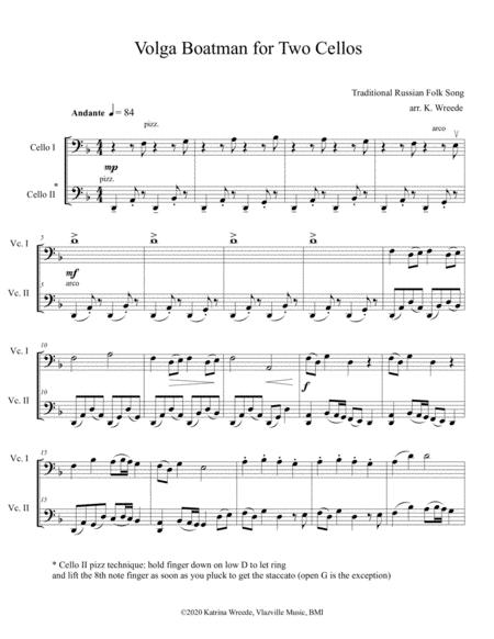 Volga Boatman For Two Cellos Sheet Music