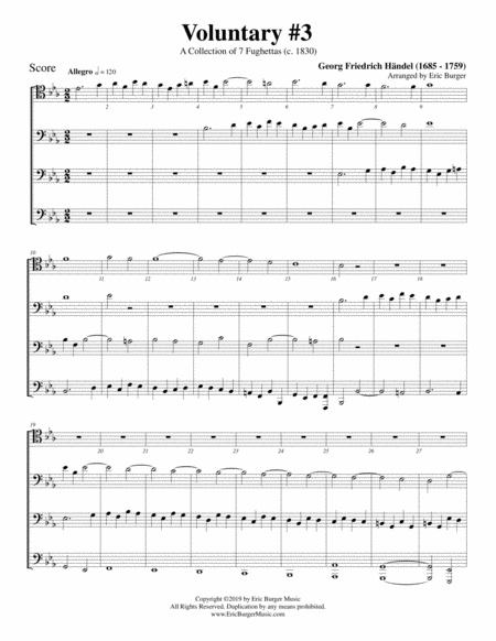 Voluntary No 3 For Trombone Or Low Brass Quartet Sheet Music