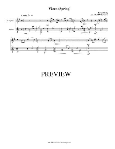 Free Sheet Music Vren Spring For Cor Anglais And Guitar