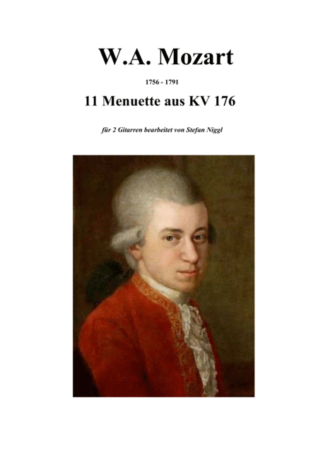 W A Mozart 11 Menuets From Kv 176 For Guitar Duet Sheet Music