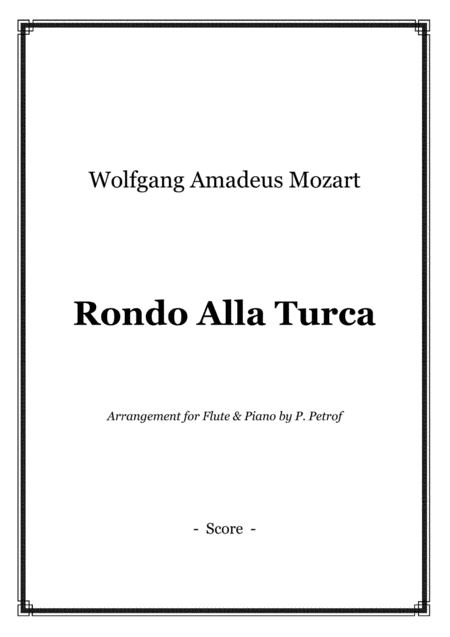 W A Mozart Rondo Alla Turca Flute And Piano Score And Parts Sheet Music