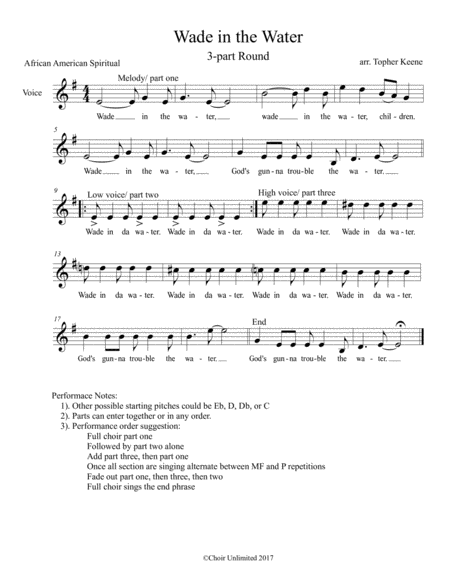 Free Sheet Music Wade In The Water
