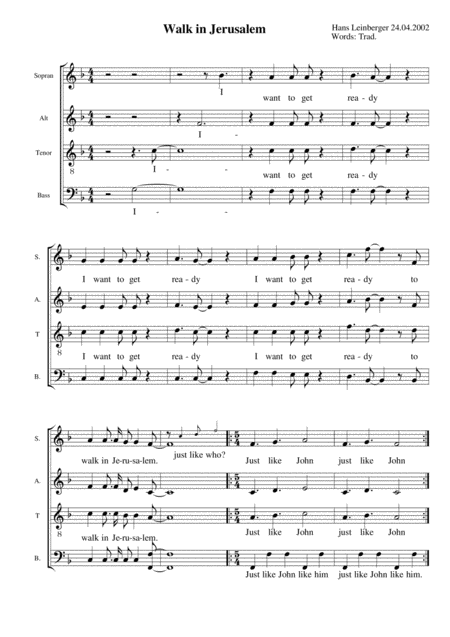 Walk In Jerusalem Sheet Music