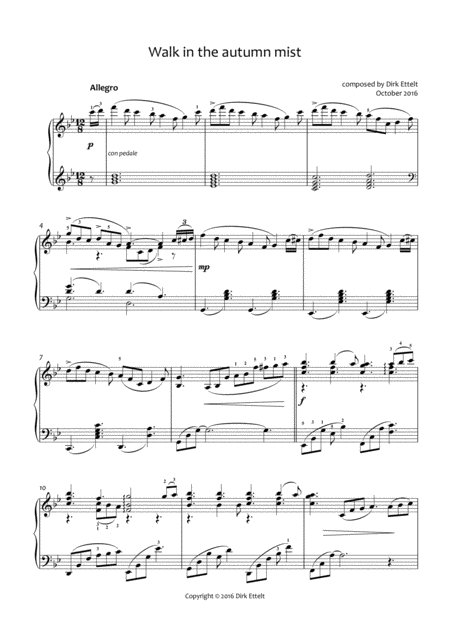 Walk In The Autumn Mist Sheet Music