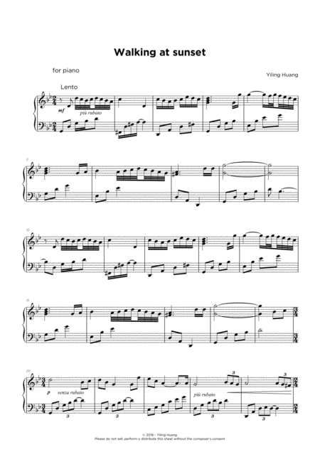 Walking At Sunset Sheet Music