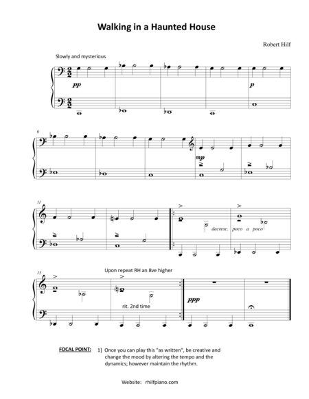 Free Sheet Music Walking In A Haunted House