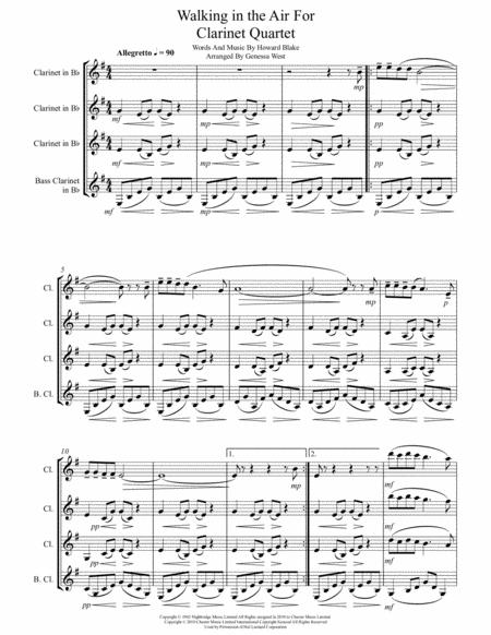 Walking In The Air For Clarinet Quartet By Howard Blake Arranged Genessa West Sheet Music