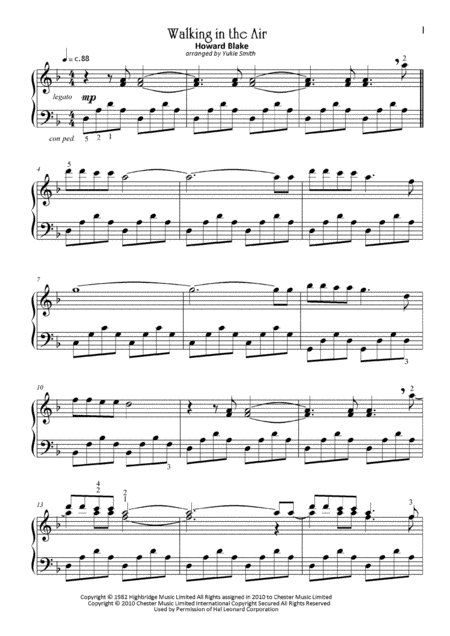 Walking In The Air Piano Solo Full Version Sheet Music