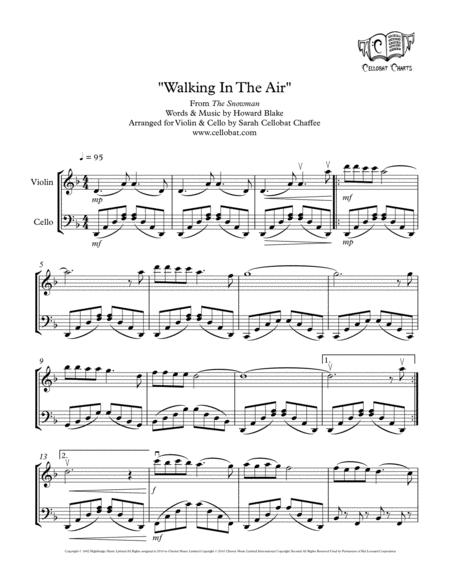 Free Sheet Music Walking In The Air The Snowman Violin Cello Duet Howard Blake Arr Cellobat