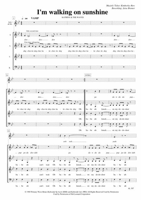 Free Sheet Music Walking On Sunshine Satb Solo A Cappella