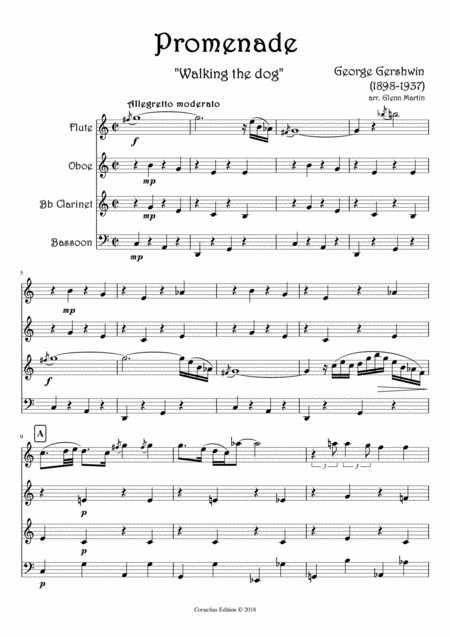 Walking The Dog Woodwind Quartet Promenade George Gershwin Sheet Music