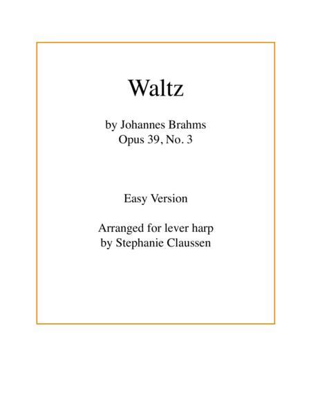 Free Sheet Music Waltz Brahms Op 39 No 3 Advanced Beginner Lever Or Pedal Harp