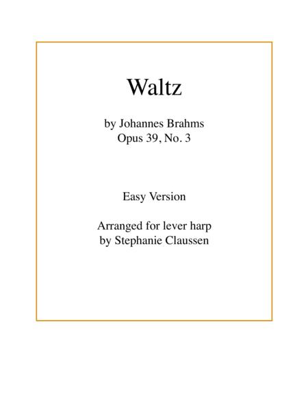 Waltz Brahms Op 39 No 3 Advanced Beginner Lever Or Pedal Harp Sheet Music