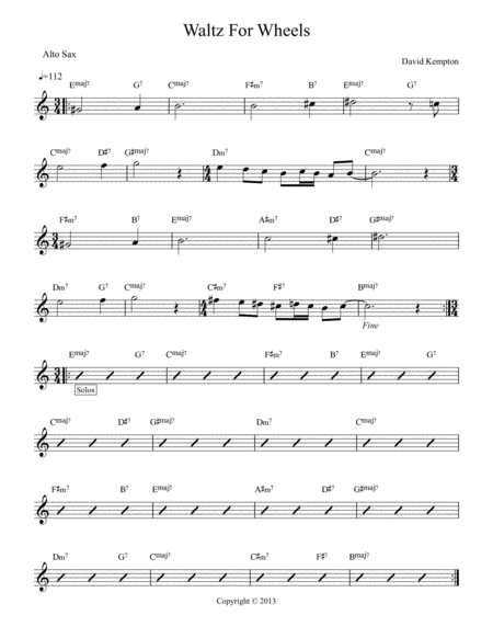 Free Sheet Music Waltz For Wheels Combo