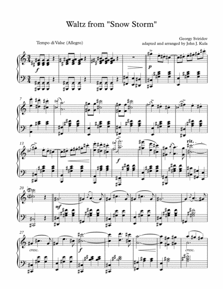 Waltz From Snow Storm Advanced Piano Sheet Music