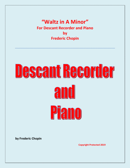 Waltz In A Minor Chopin Descant Recorder And Piano Chamber Music Sheet Music