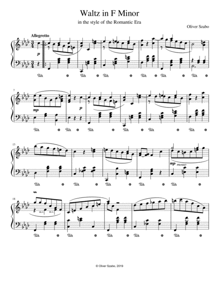 Free Sheet Music Waltz In F Minor Szabo