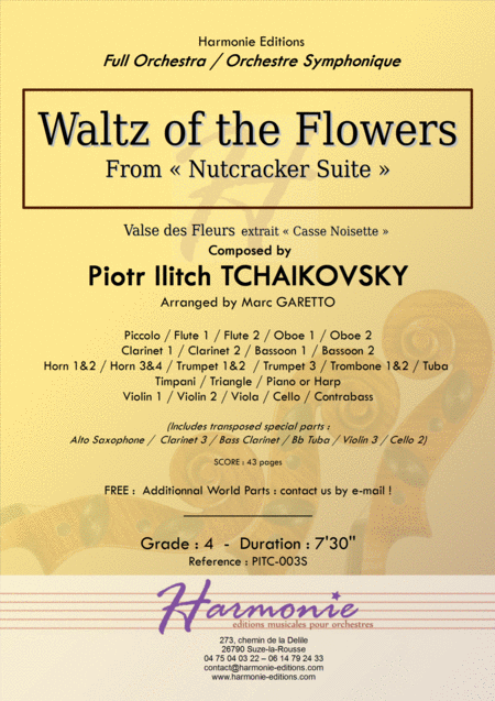 Free Sheet Music Waltz Of The Flowers Nutcracker Tchaikovsky Arranged For Full Modern Orchestra By Marc Garetto
