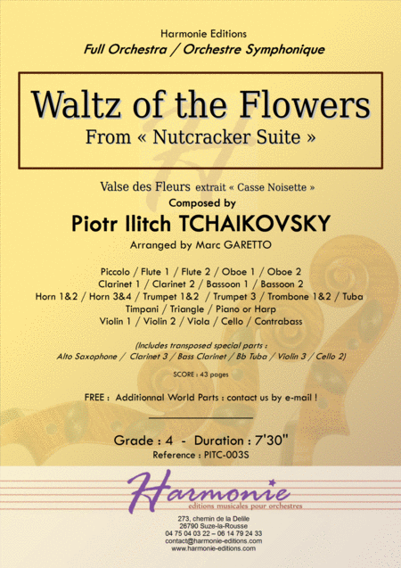 Waltz Of The Flowers Nutcracker Tchaikovsky Arranged For Full Modern Orchestra By Marc Garetto Sheet Music