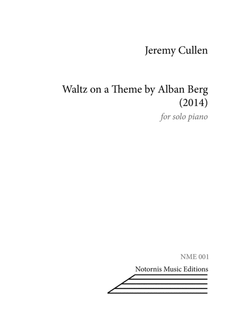 Waltz On A Theme By Alban Berg For Solo Piano Sheet Music