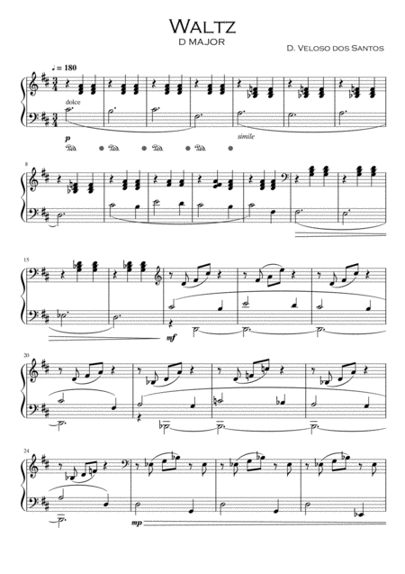 Waltz Valsa D Major R Maior Sheet Music