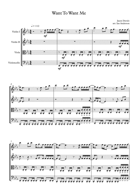 Free Sheet Music Want To Want Me String Quartet