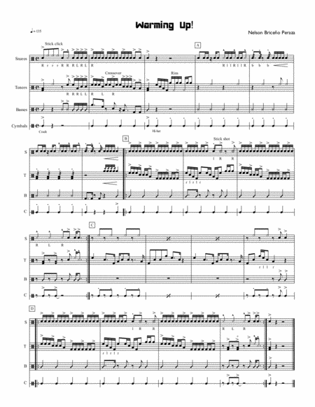 Warming Up Drumline Cadence Sheet Music