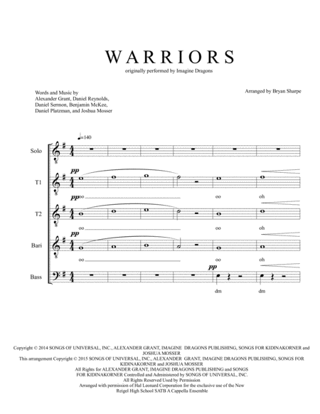 Free Sheet Music Warriors Ttbb A Cappella