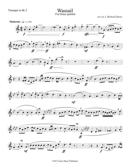 Free Sheet Music Wassail Second Trumpet Part