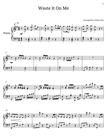 Waste It On Me Sheet Music