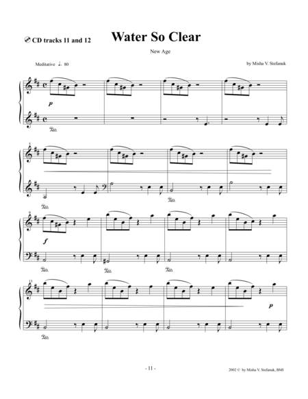 Water So Clear Easy New Age Sheet Music