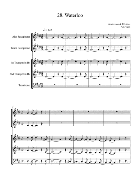 Waterloo Full Winds Brass Score From Mamma Mia Sheet Music