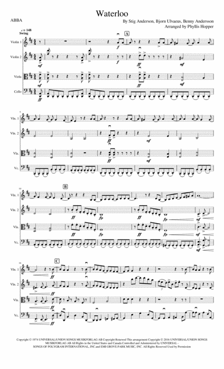 Waterloo String Quartet Sheet Music