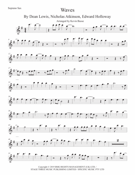 Free Sheet Music Waves Soprano Sax
