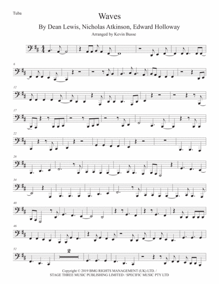 Waves Tuba Original Key Sheet Music