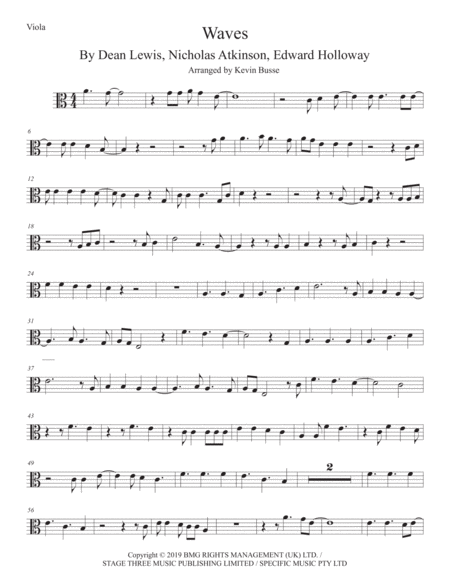 Waves Viola Easy Key Of C Sheet Music