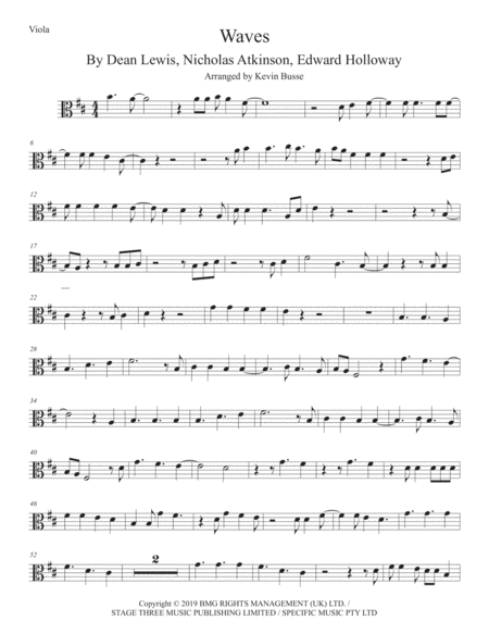 Free Sheet Music Waves Viola Original Key