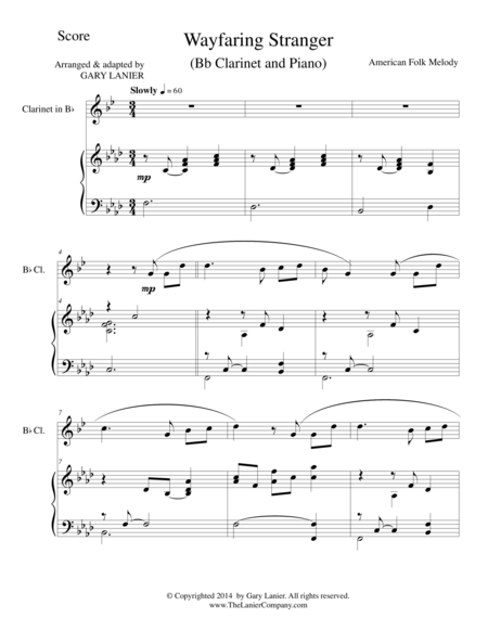 Wayfaring Stranger Bb Clarinet Piano And Clarinetpart Sheet Music