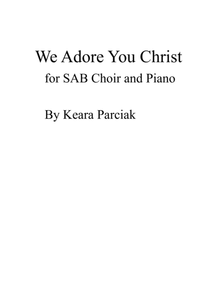 We Adore You Christ Sheet Music