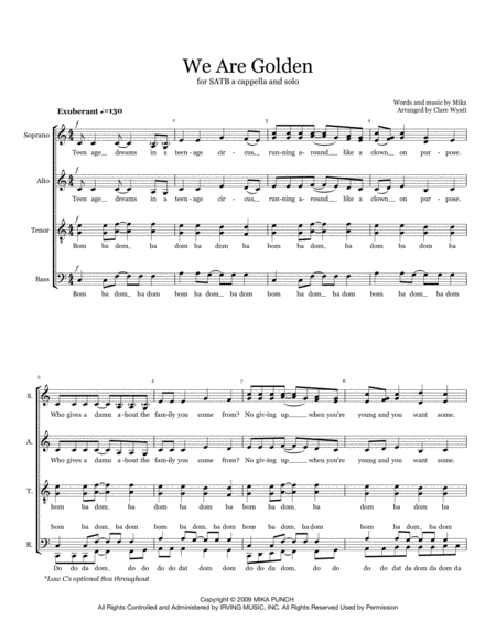 We Are Golden Satb Divisi A Cappella Sheet Music