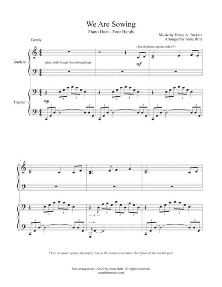 We Are Sowing Student Teacher Piano Duet Sheet Music