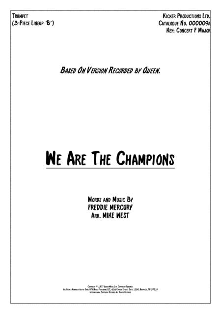 We Are The Champions 3 Piece Brass Section B Sheet Music