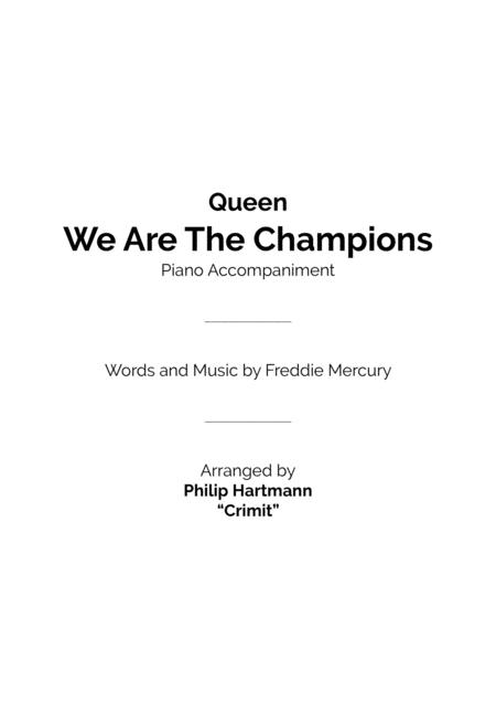 We Are The Champions Piano Accompaniment Sheet Music