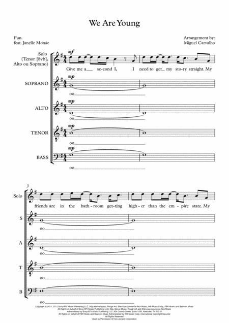 Free Sheet Music We Are Young Satb