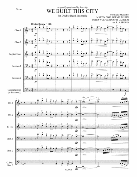 Free Sheet Music We Built This City Double Reed Ensemble