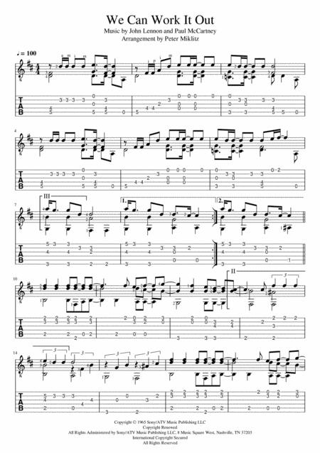 Free Sheet Music We Can Work It Out Standard Notation And Tab