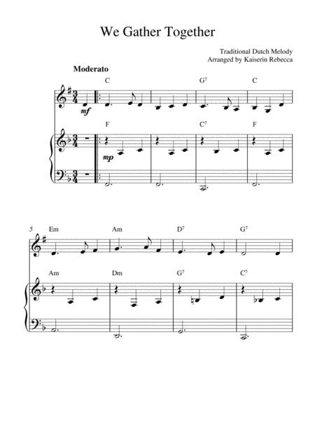 Free Sheet Music We Gather Together Bb Clarinet Solo And Piano Accompaniment