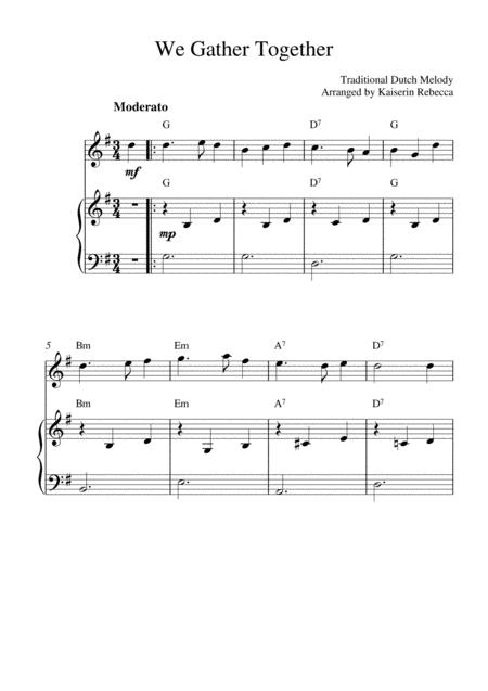 Free Sheet Music We Gather Together Violin Solo And Piano Accompaniment
