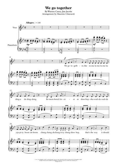 Free Sheet Music We Go Together